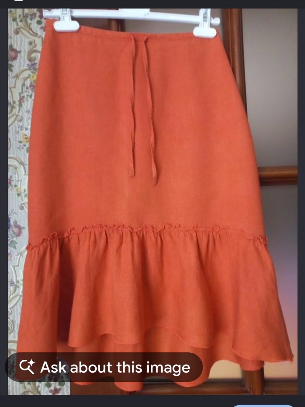 Henne Rust Orange High-Low Ruffle Hem Skirt